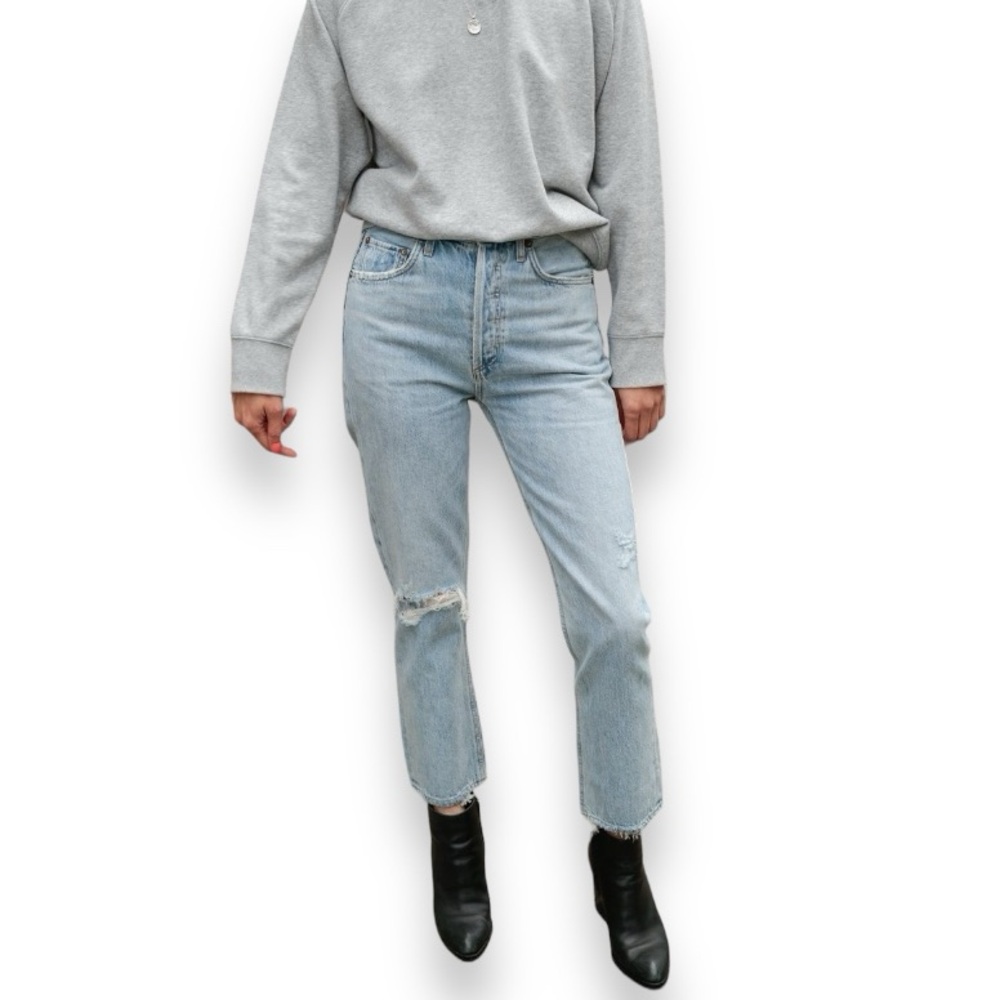 Agolde Riley High Rise Straight Crop Jeans Shatter Light Wash